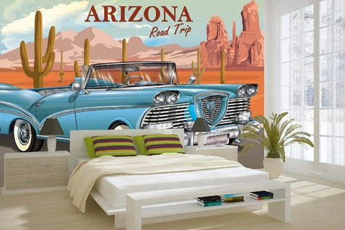 Vlies Fototapete - Vintage Arizona Plakat 375 x 250 cm